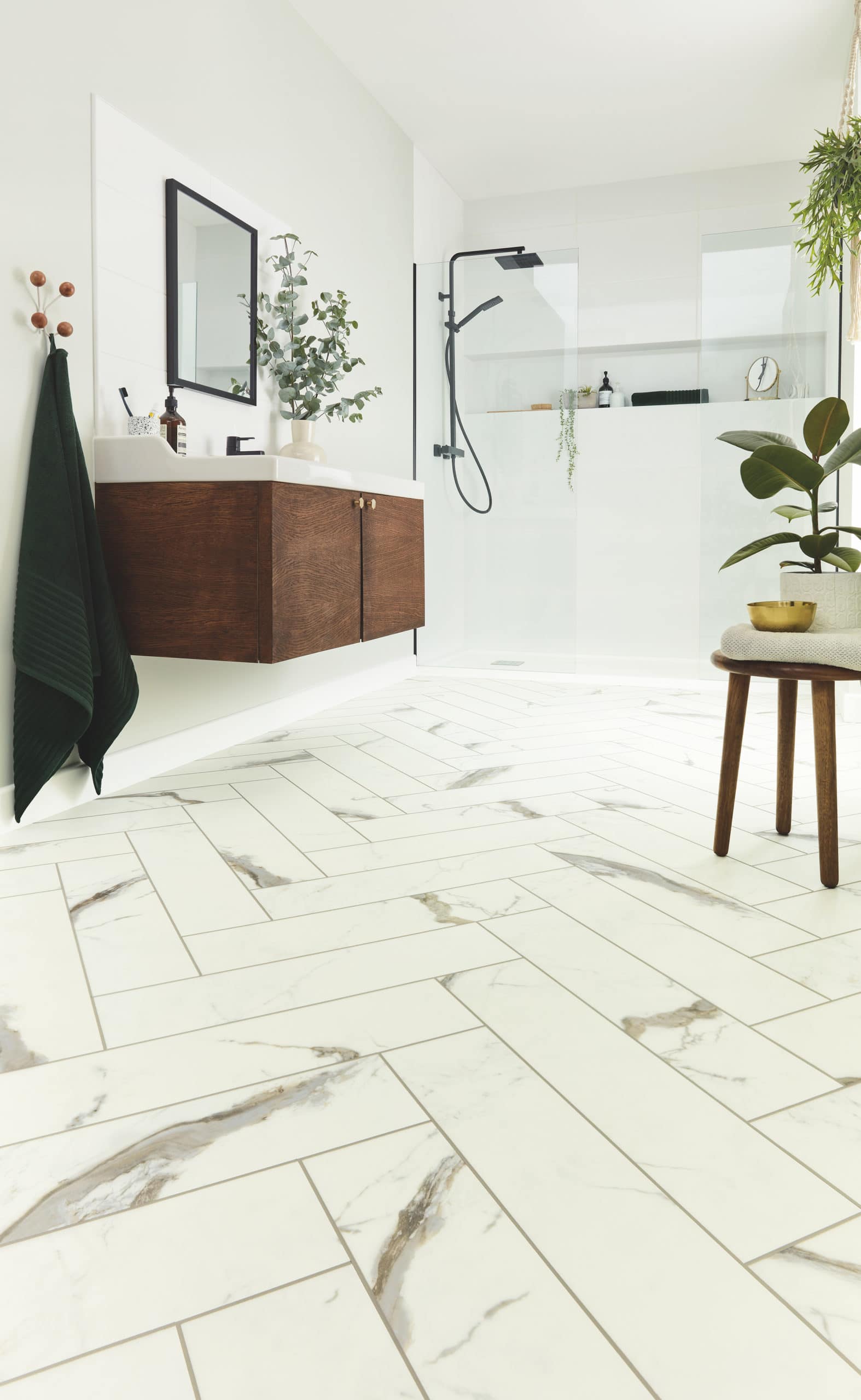 brunella marble bathroom staggered tile flooring