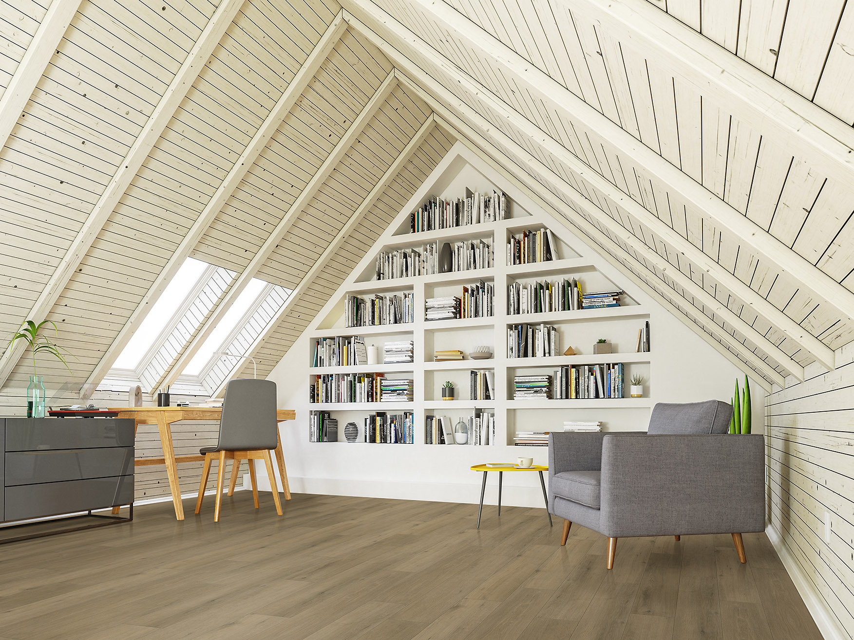 woodgrain flooring attic office